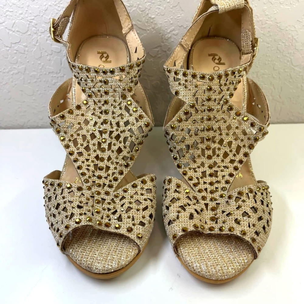 Gold high heels